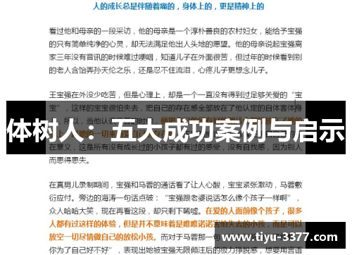 体树人：五大成功案例与启示