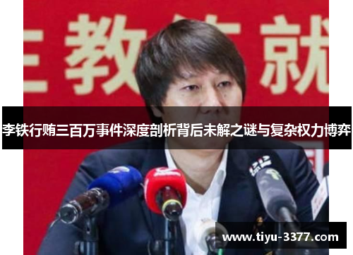 李铁行贿三百万事件深度剖析背后未解之谜与复杂权力博弈