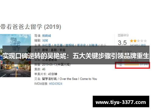 实现口碑逆转的吴艳妮:五大关键步骤引领品牌重生 实现口碑逆转的吴艳妮:五大关键步骤引领品牌重生